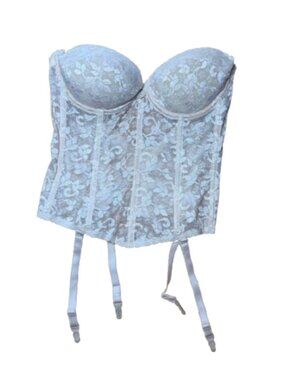 Carnival Sheer Lace Corset with Garter Straps size 36C Cream Molded Cups